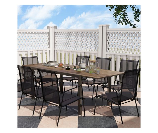 Bővíthető kerti asztal alumínium szegéllyel, 160/240x90x74 cm, barna