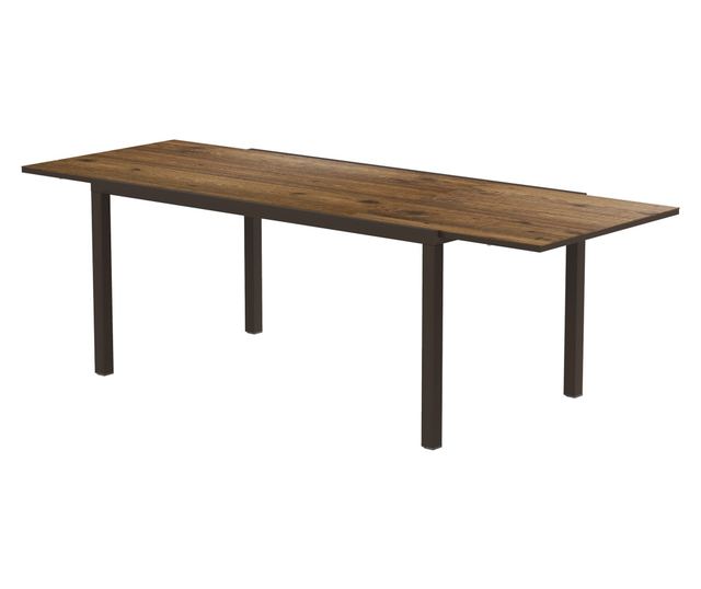 Bővíthető kerti asztal alumínium szegéllyel, 160/240x90x74 cm, barna