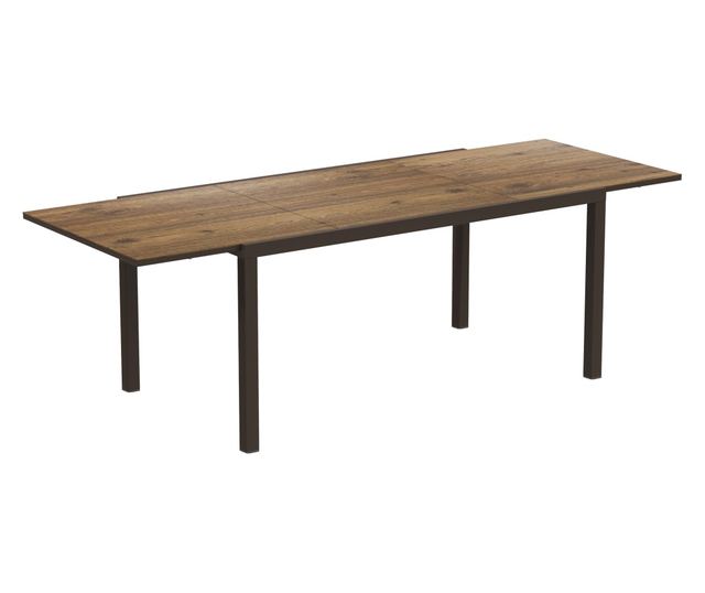 Bővíthető kerti asztal alumínium szegéllyel, 160/240x90x74 cm, barna