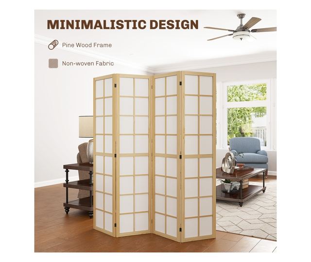4-Panel összecsukható paraván, szabadon álló szobaelválasztó, beltéri privát paraván nappaliba, hálószobába, 160 x