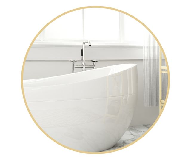 Kerek fürdőszobai tükör, üveg és acél, Ø70x2,5 cm, arany színű