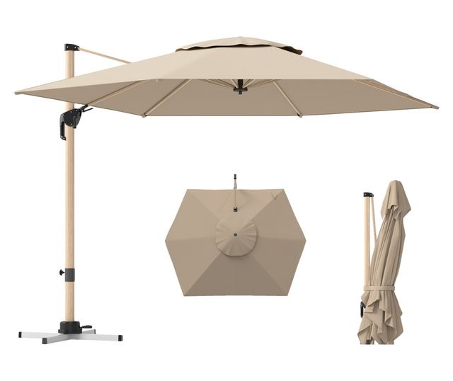 Kaki UPF50+ Cantilever kerti napernyő keresztalappal