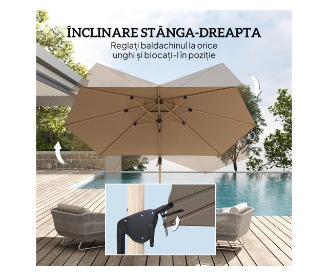 Kaki UPF50+ Cantilever kerti napernyő keresztalappal