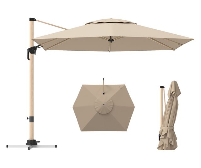 Kaki UPF50+ Cantilever kerti napernyő keresztalappal