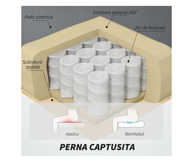 Irodai szék 6 pontos masszázzsal, vibrációs és dönthető, zsebbel és távirányítóval, 66x72x113-121 cm, szürke