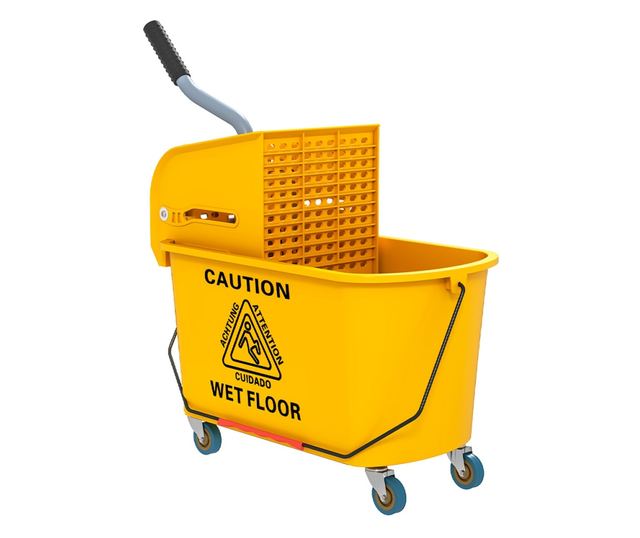 20L Felmosó Vödör Vödörrel, Szűrővel, Kerekekkel és Fogantyúval Sárga