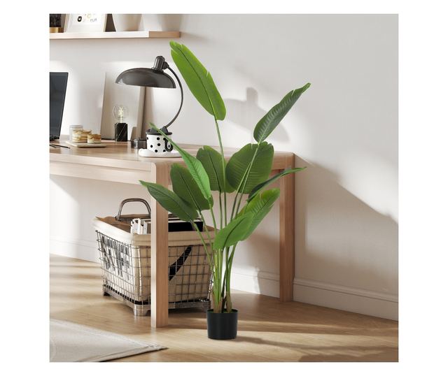 Műnövény 160 cm 10 zöld levéllel PEVA-ból és cserép Ø16,5x13,5 cm