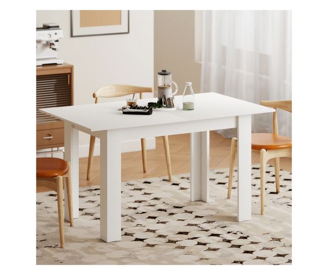 Nyitható Asztal 140-180x80cm, Fehér, 6-8 Személyes, Ideális Kis Terekbe