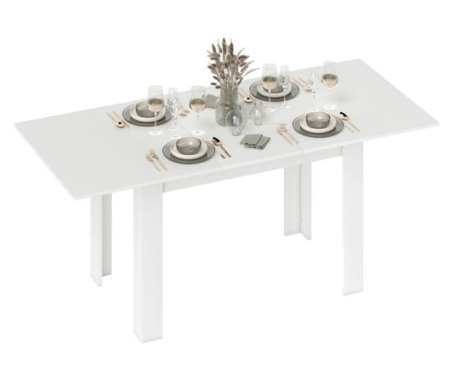 Nyitható Asztal 140-180x80cm, Fehér, 6-8 Személyes, Ideális Kis Terekbe