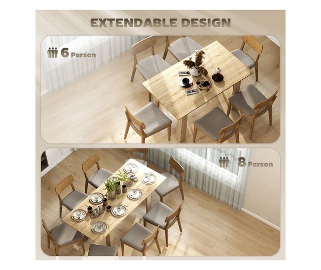 Nyitható Asztal, 140-180 cm, Natúr Fa Hatású, 6-8 Személyes