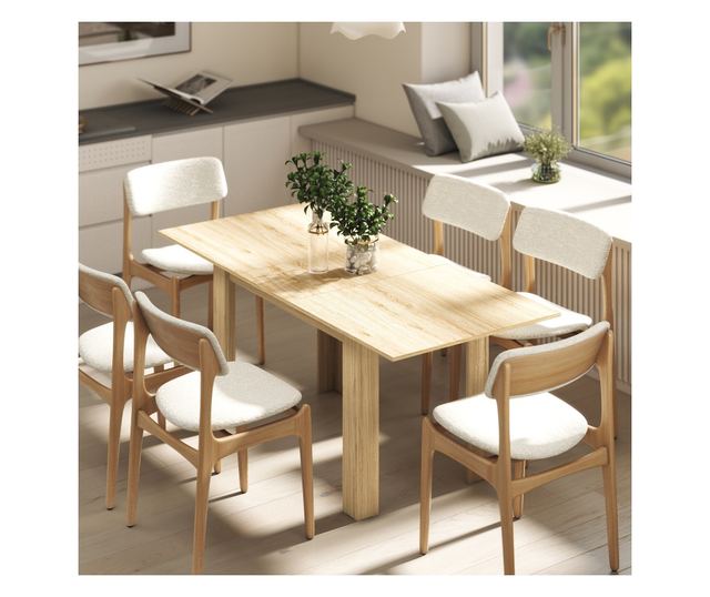 Nyitható Asztal, 140-180 cm, Natúr Fa Hatású, 6-8 Személyes