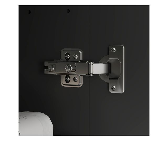 Fali fürdőszoba szekrény 2 ajtós tükörrel és 2 belső polccal 60x15x75cm, fekete