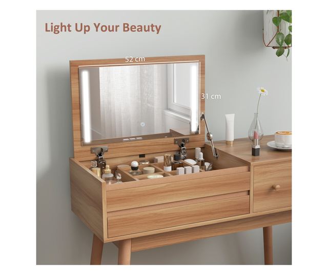 2 az 1-ben sminkasztal tükörrel és tárolóval