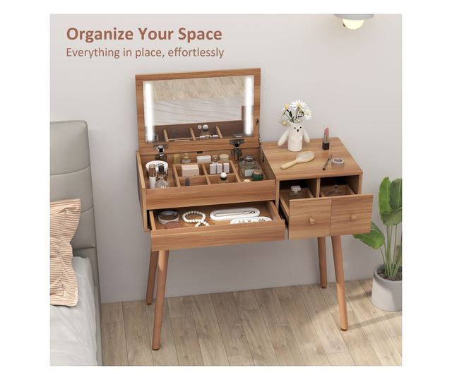 2 az 1-ben sminkasztal tükörrel és tárolóval