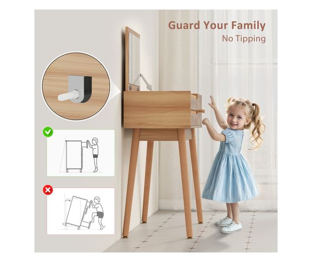 2 az 1-ben sminkasztal tükörrel és tárolóval