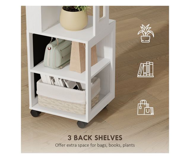 Forgatható ékszeres szekrény tükörrel, LED fénnyel és zárral, fekete