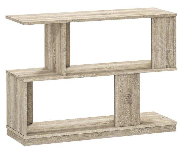 Modern S-alakú dohányzóasztal 4 polccal 90x30x61 cm Fa