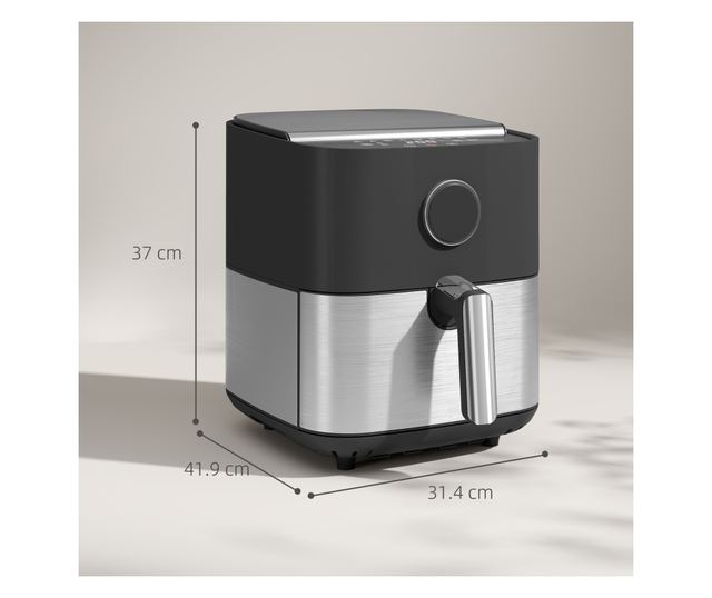 8L 1700W Air Fryer 8 Programmal és LED kijelzővel, Fekete