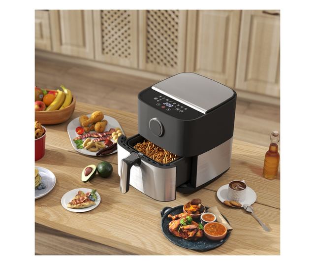 8L 1700W Air Fryer 8 Programmal és LED kijelzővel, Fekete
