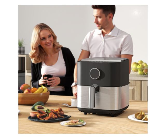 8L 1700W Air Fryer 8 Programmal és LED kijelzővel, Fekete