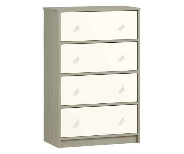 Modern komód 4 összecsukható fiókkal 58x30x91 cm, fehér és szürke