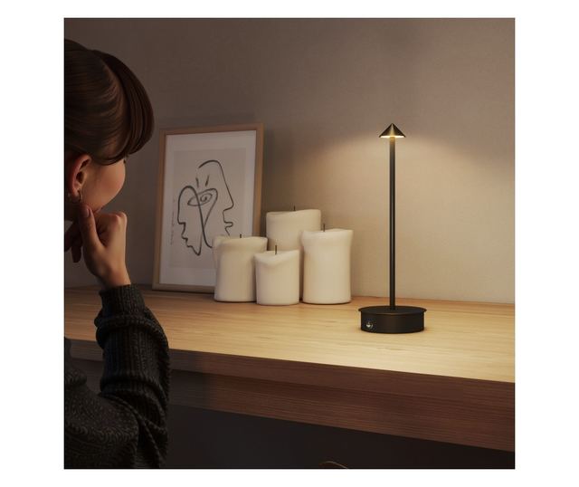 Újratölthető USB érintőasztali lámpa 4-8 óra akkumulátor-üzemidő Fekete