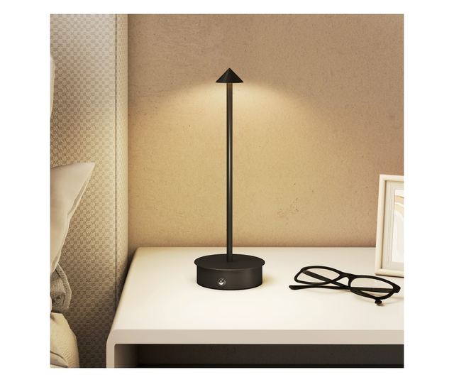 Újratölthető USB érintőasztali lámpa 4-8 óra akkumulátor-üzemidő Fekete