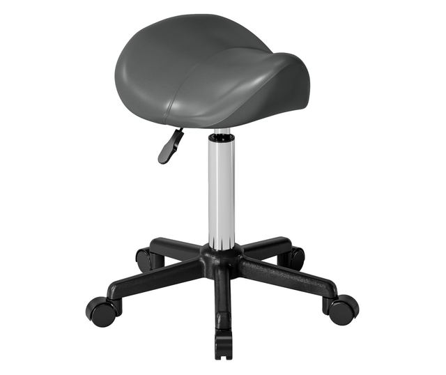 Állítható magasságú műbőr nyeregszék kerekekkel - Szürke