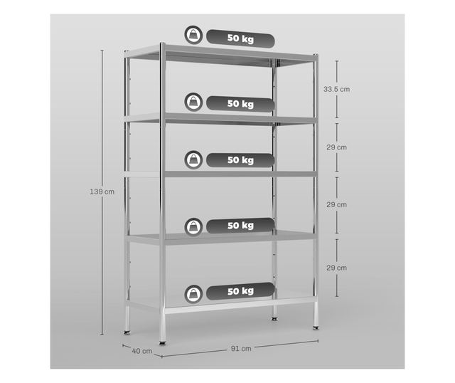 5 szintes, állítható konyhai polc 13 magassági szinttel, 201 rozsdamentes acél tároló fűszerekhez