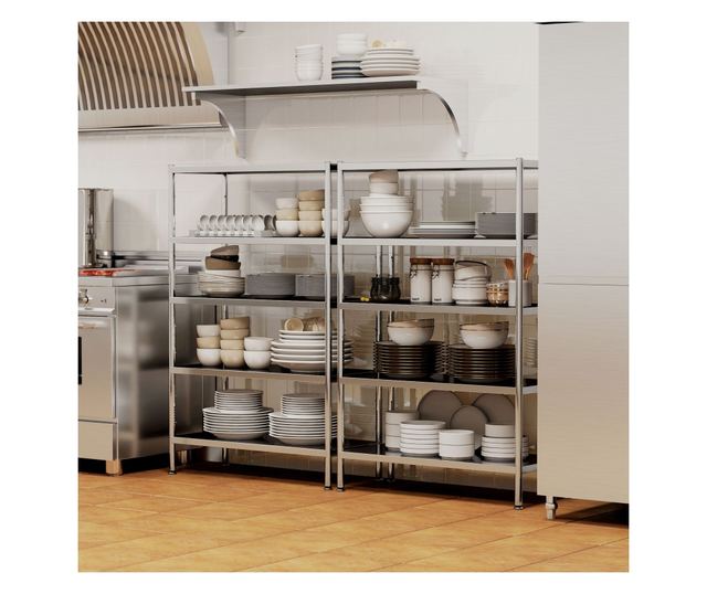 5 szintes, állítható konyhai polc 13 magassági szinttel, 201 rozsdamentes acél tároló fűszerekhez