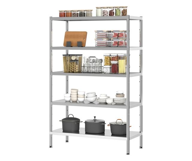 5 szintes, állítható konyhai polc 13 magassági szinttel, 201 rozsdamentes acél tároló fűszerekhez