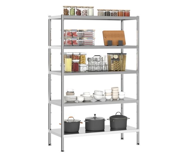 5 szintes, állítható konyhai polc 13 magassági szinttel, 201 rozsdamentes acél tároló fűszerekhez