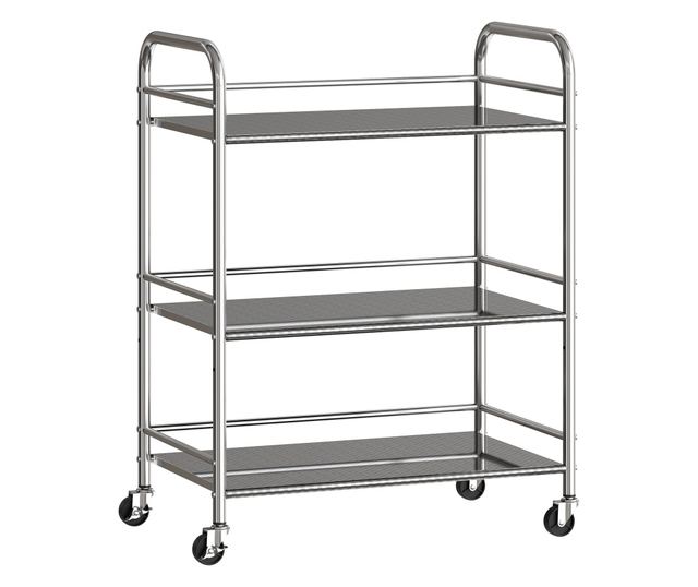Multifunkcionális 3 szintes kocsi állítható középső polccal, 60x35x77 cm