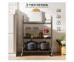 Multifunkcionális 3 szintes kocsi állítható középső polccal, 60x35x77 cm