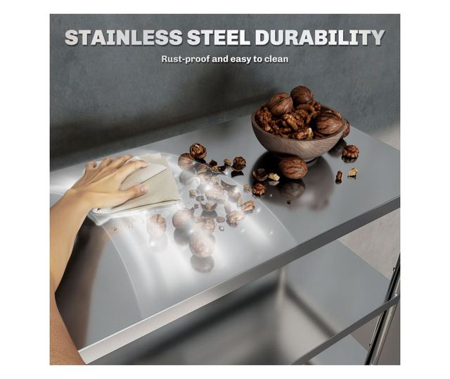 4 szintes rozsdamentes acél konyhai tárolóállvány 201 ezüst