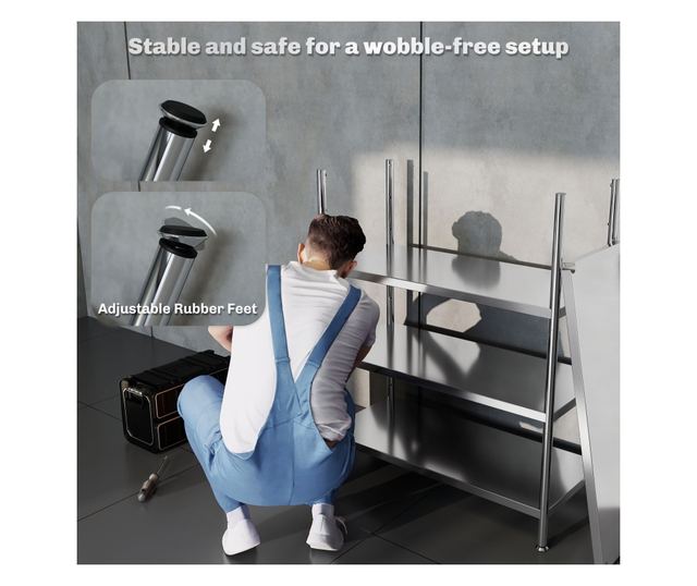 4 szintes rozsdamentes acél konyhai tárolóállvány 201 ezüst