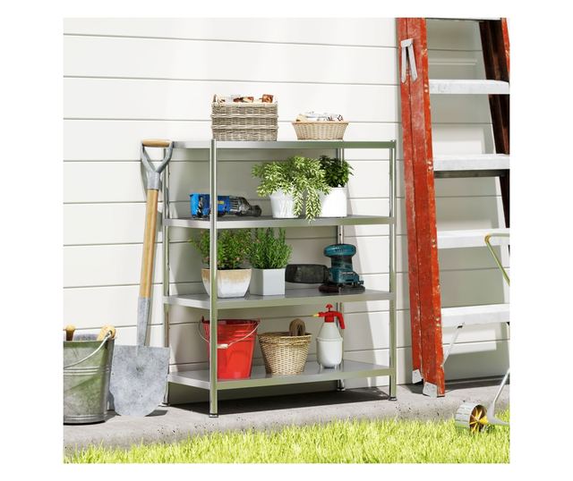 4 szintes rozsdamentes acél konyhai tárolóállvány 201 ezüst