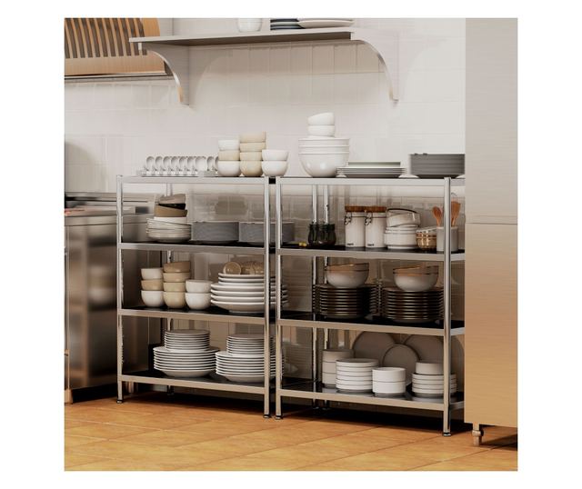 4 szintes rozsdamentes acél konyhai tárolóállvány 201 ezüst