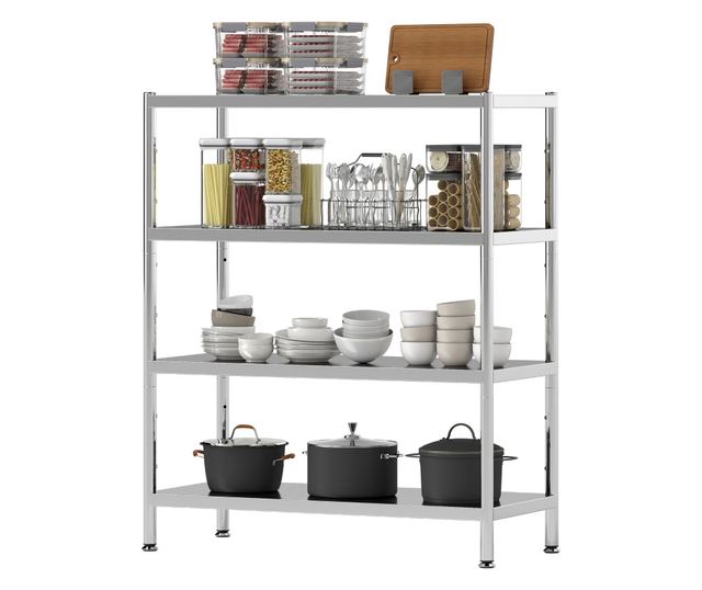 4 szintes rozsdamentes acél konyhai tárolóállvány 201 ezüst