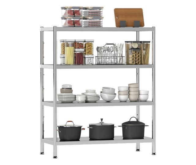 4 szintes rozsdamentes acél konyhai tárolóállvány 201 ezüst