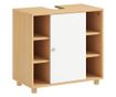 Mosdó alatti szekrény 2 puha záródású ajtóval és 6 polccal, természetes fa