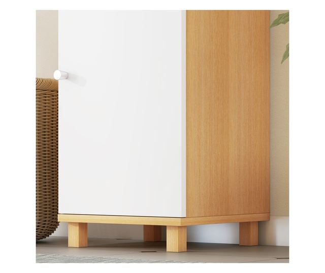 Magas fürdőszoba szekrény ajtókkal, 2 nyitott polccal, 2 szekrénnyel, helytakarékos fürdőszoba szekrény állítható polcokkal a Sa