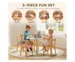 Gyerek Asztal és Szék Szett 3-8 Éveseknek, 5 Részes, Lekerekített Élekkel, Többszínű Fa
