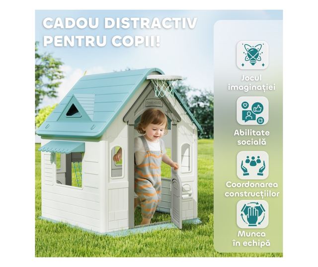 5 az 1-ben Gyerek Játszóház, Kültéri és Beltéri, Kosárlabda Karikával, Futballkapuval, Darts Táblával, Karikadobó Játékkal