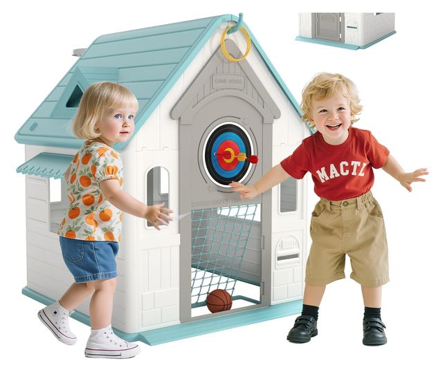 5 az 1-ben Gyerek Játszóház, Kültéri és Beltéri, Kosárlabda Karikával, Futballkapuval, Darts Táblával, Karikadobó Játékkal