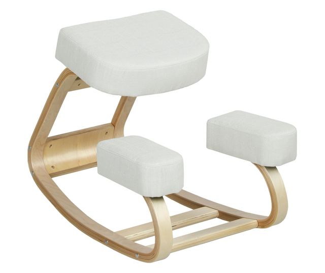 Ergonomikus nyírfa térdelőszék krémszínű párnával