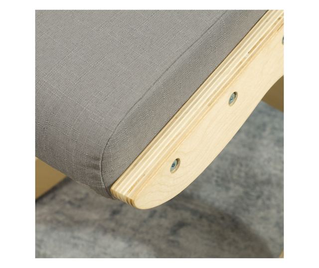 Szövet térdelőszék len hatású anyaggal és fával, világosszürke