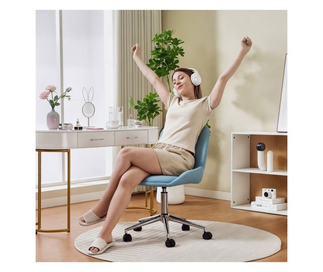 Állítható Magasságú PU Szilikon Irodai Szék, Kék