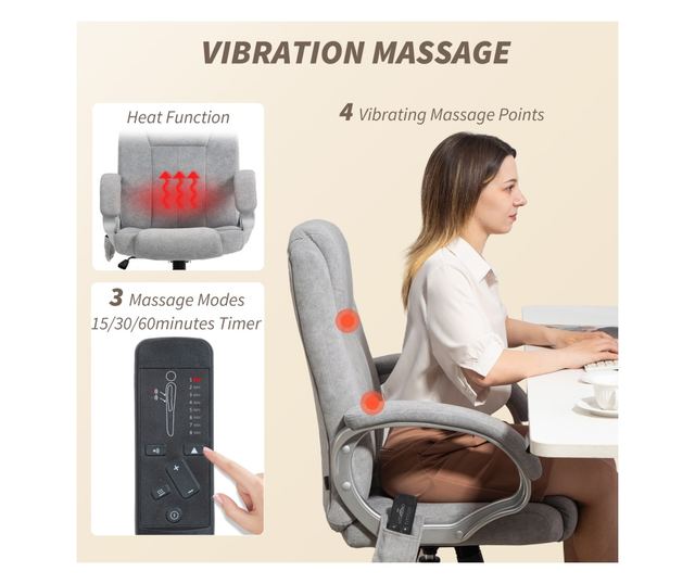 Szürke masszázs és fűthető irodai szék lábtartóval
