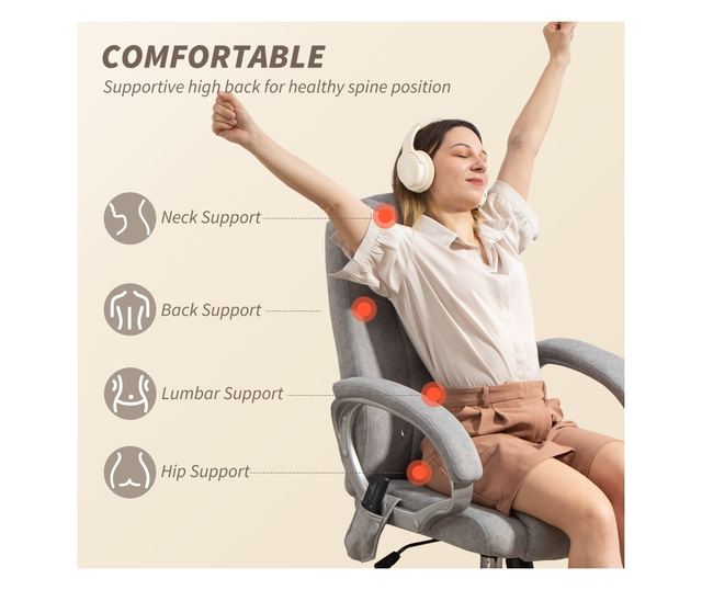 Szürke masszázs és fűthető irodai szék lábtartóval